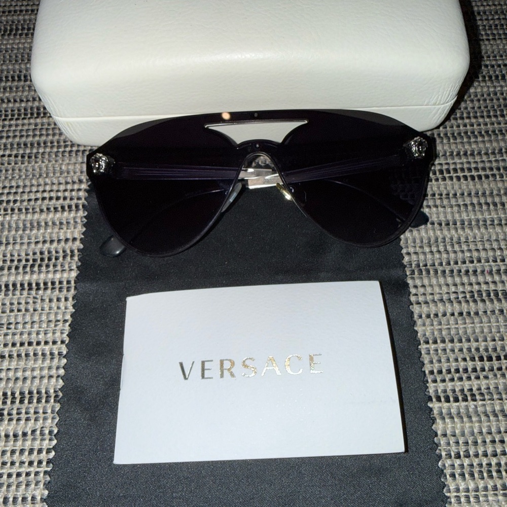 Versace Dark Sunglasses with Silver Accents